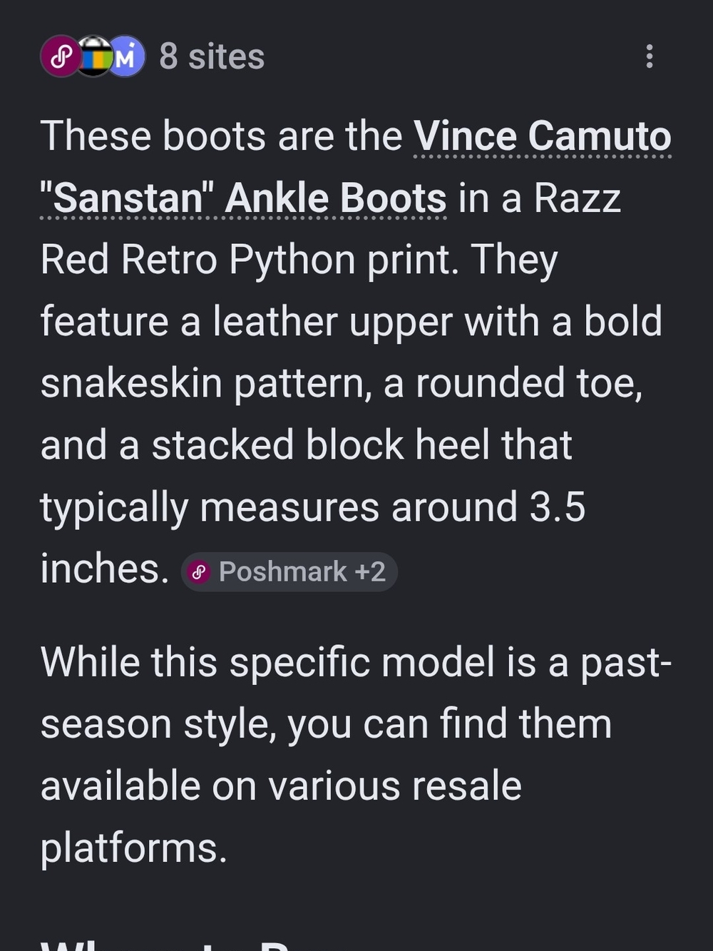 Vince Camuto Red Snake-Print Ankle Boots - Picture 2 of 4
